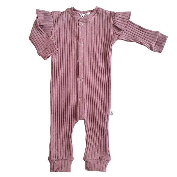 Boxpakje Ruffle Wide Rib Jersey Natural Mauve
